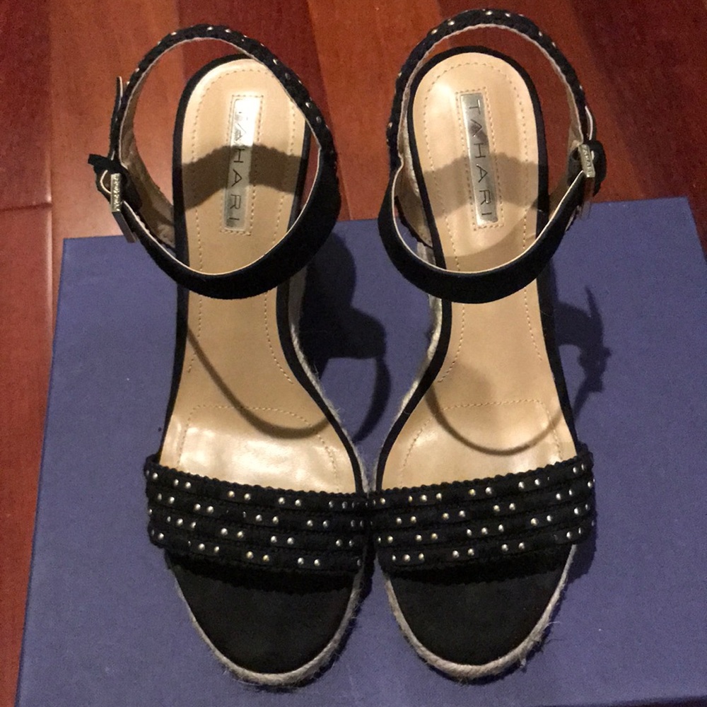 Tahari Black with gold dots Espadrille